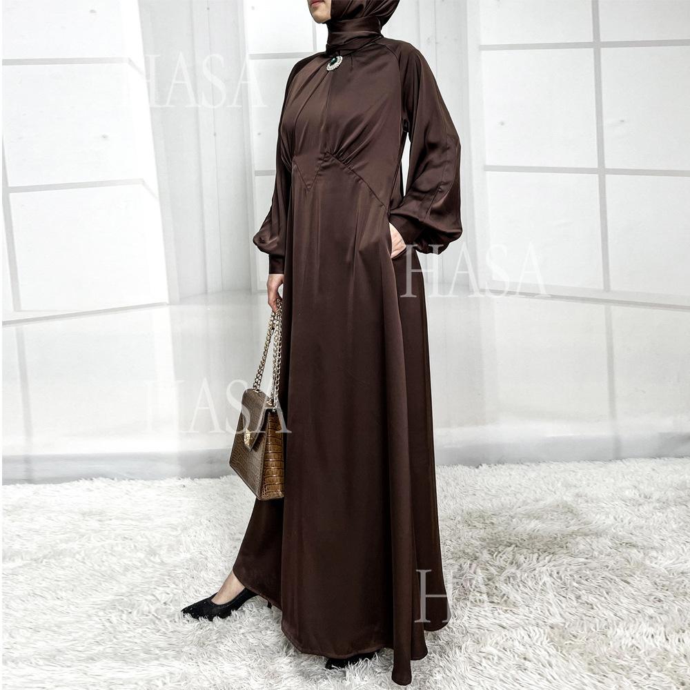 HS5859 High-end Silk Satin Robe (headscarf Not Included), Elegant Design Exudes Luxurious Texture