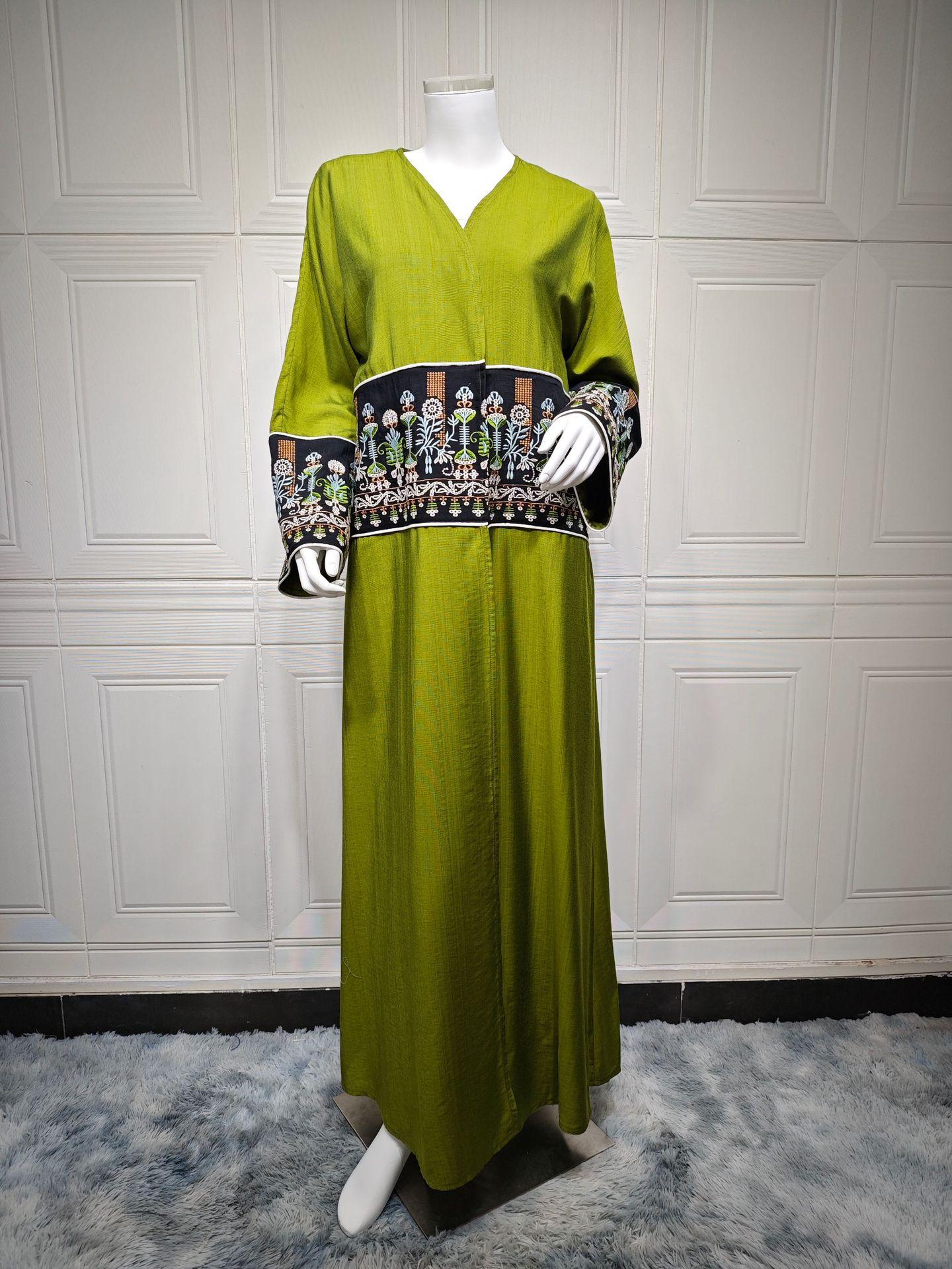 HS5102 Simple Embroidered Long Robe/jacket with A Loose and Comfortable Open-front Design.