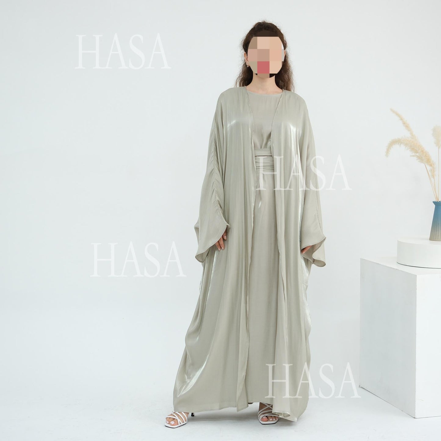 HA6530 Solid color simple two-piece long skirt suit