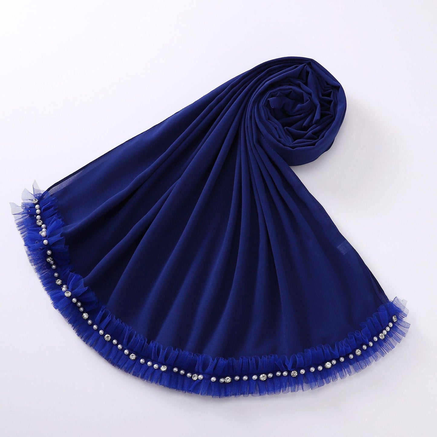 HAYA HA1118 Pearl Chiffon Lace Headscarf