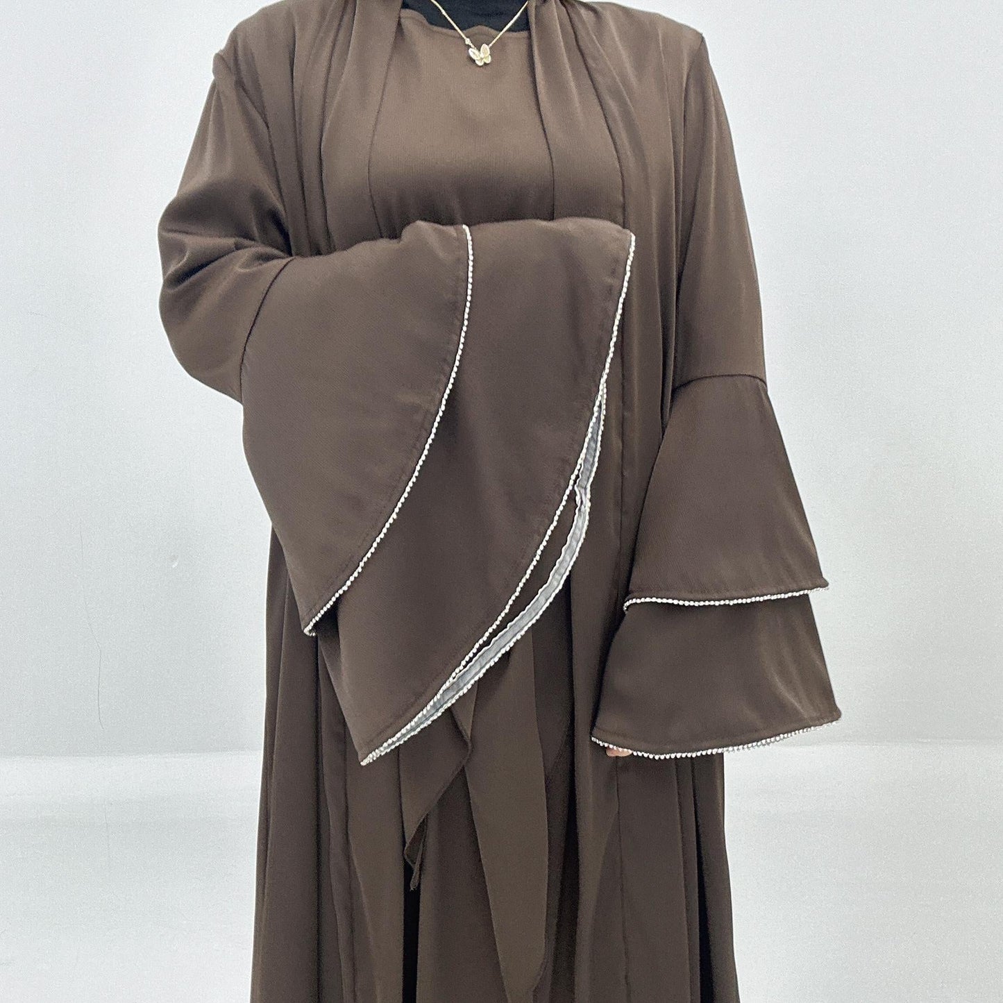HAYA HA1188 3pcs Set Satin Cardigan+Inner Dress+Special Belt