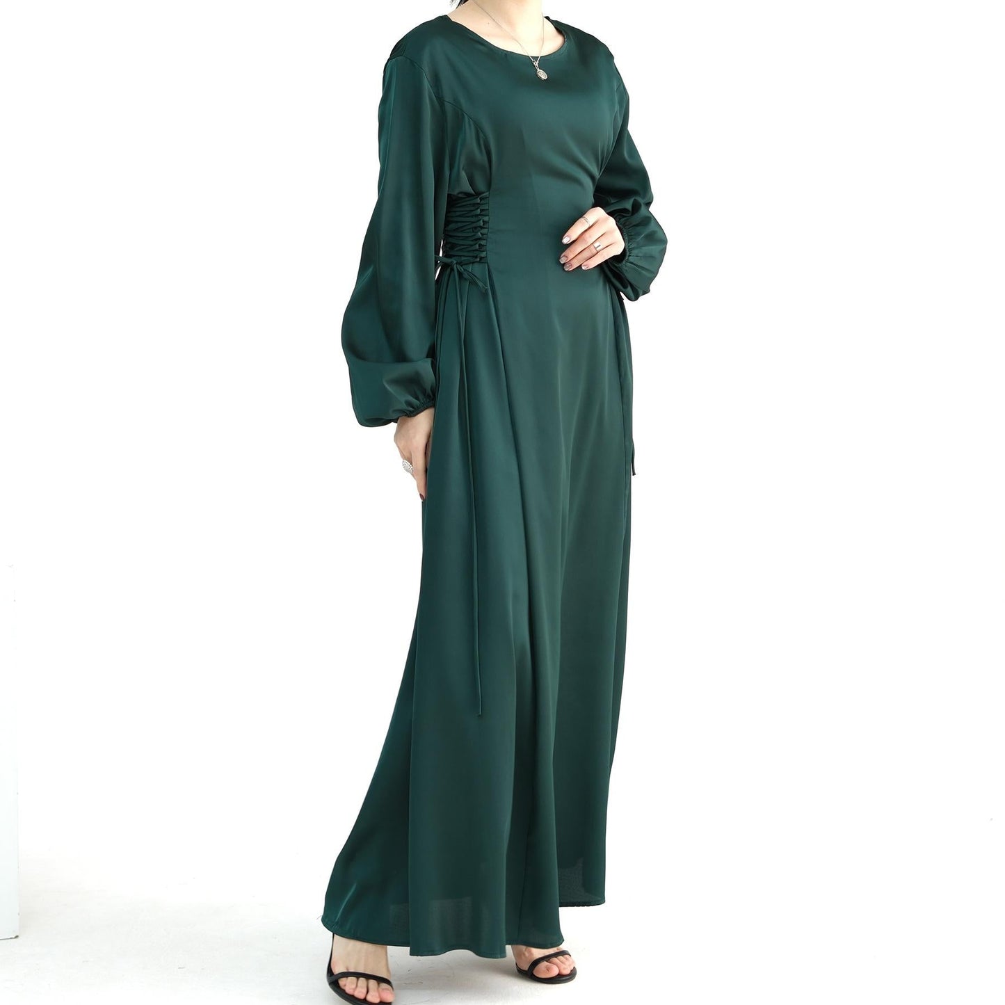 HAYA HAYA0991 Solid Color High-necked Slim Elegant Dress