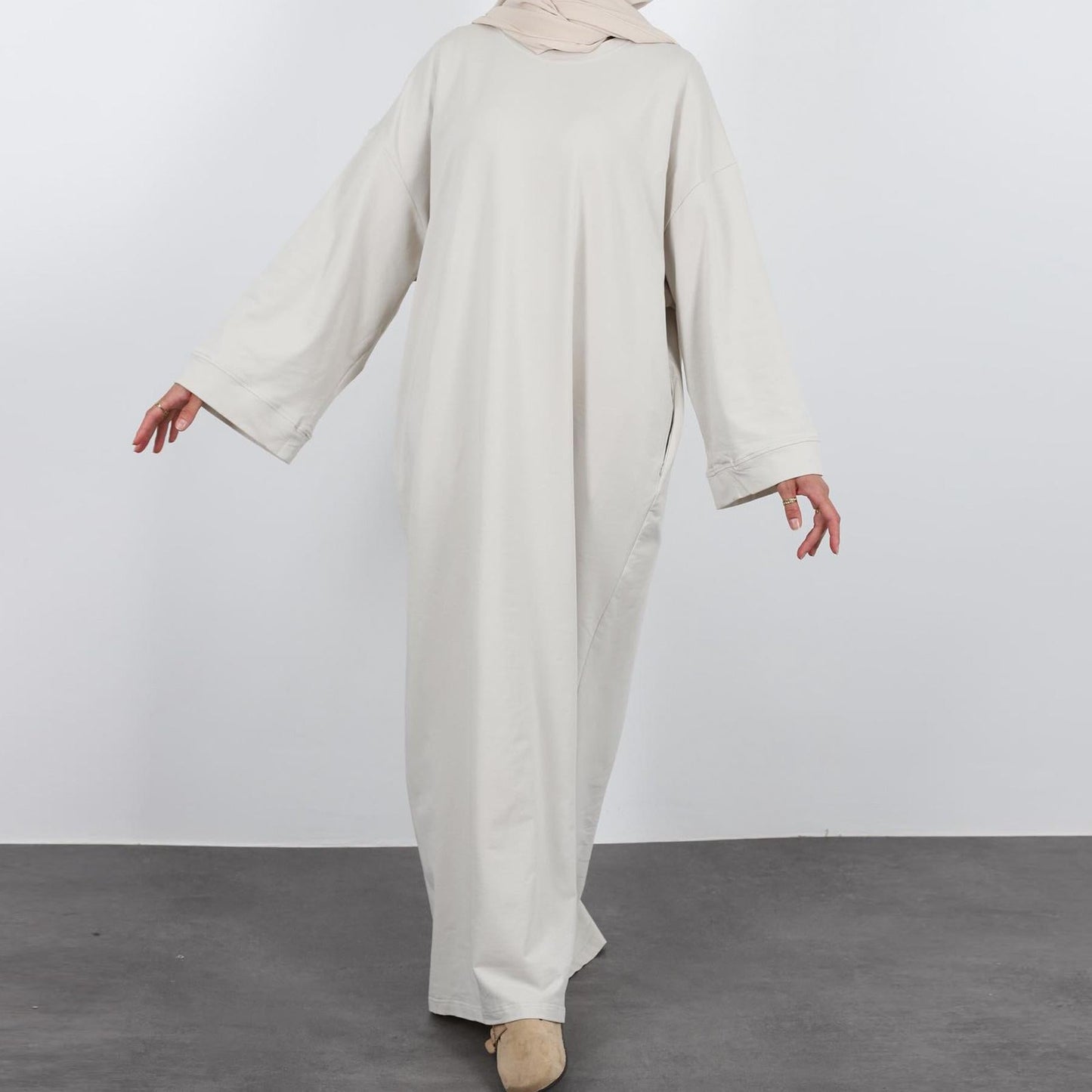 HAYA HAYA1089 Solid Color Hoodie Dress