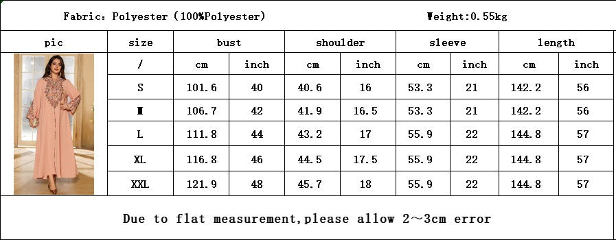 HA6669 Pullover Embroidered Robe Dress with Simple Long Sleeves