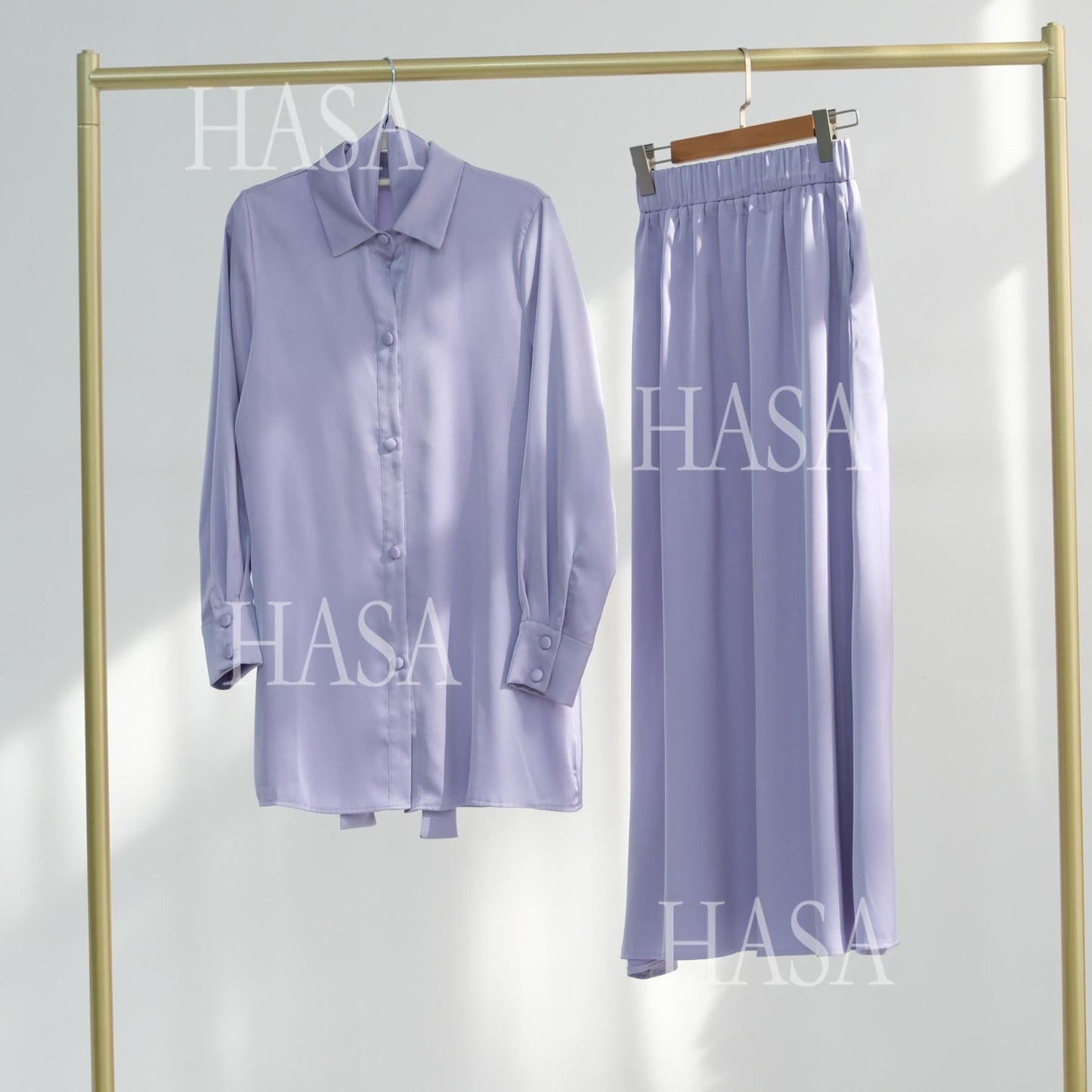 HA5874 Gentle Lace-up Two-piece Suit, Simple Texture, First Choice for Daily Wear abaya girl