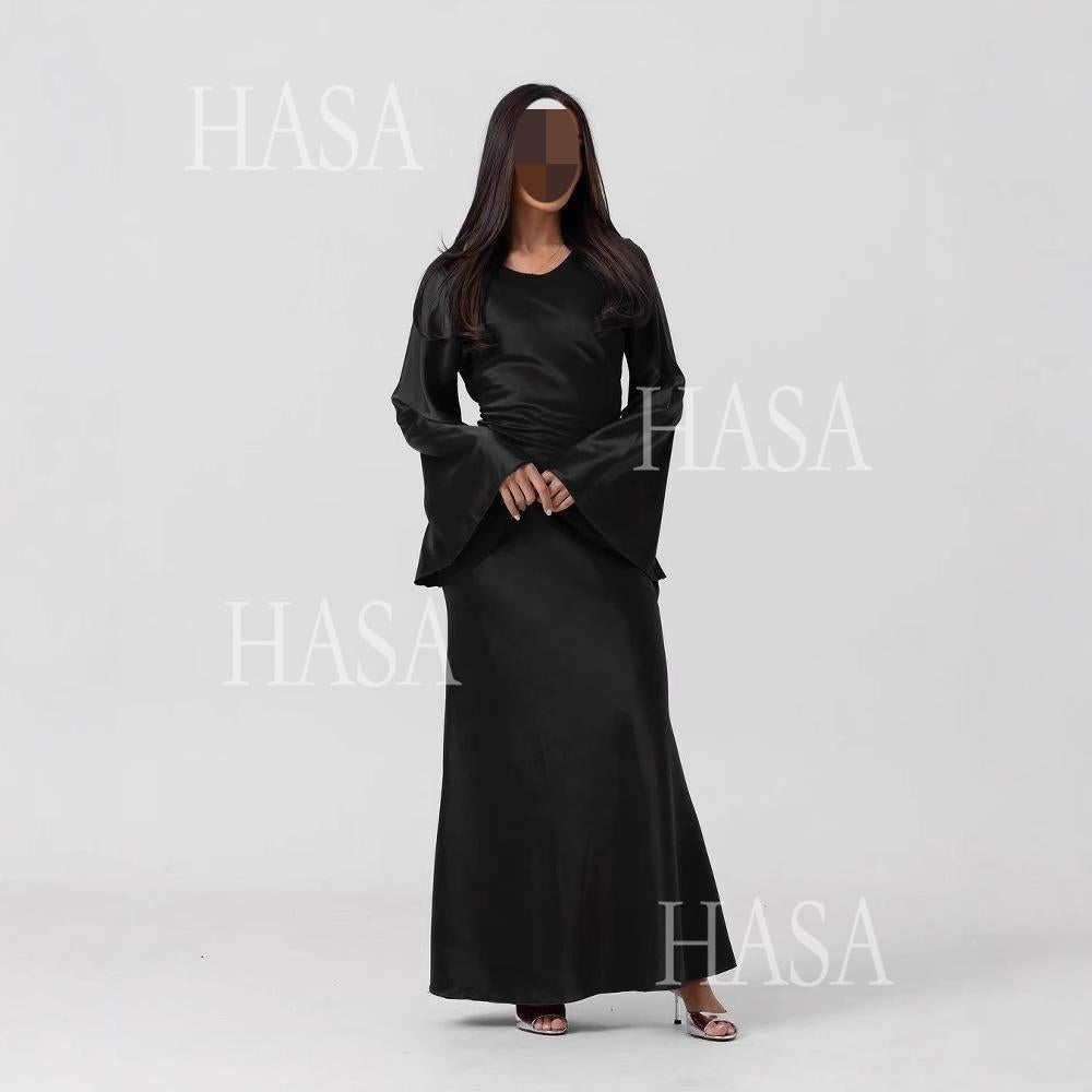 HA6491 Elegant Bell Sleeve Maxi Dress