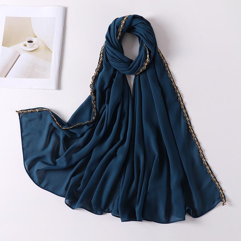 HAYA HA1131 Pearl Chiffon Lace Chain Headband
