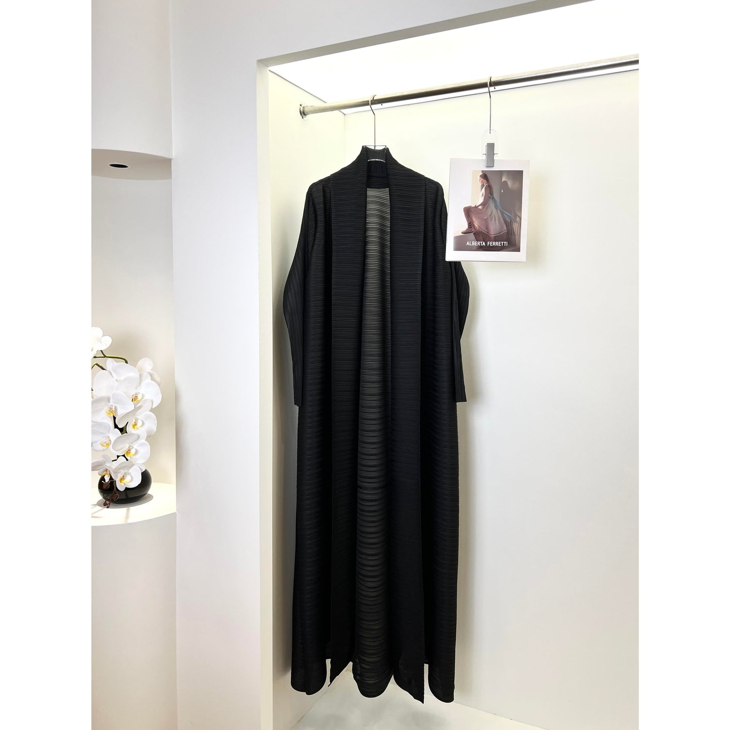 HS6729 Chocolate Crinkle | Brown Textured Open Abaya