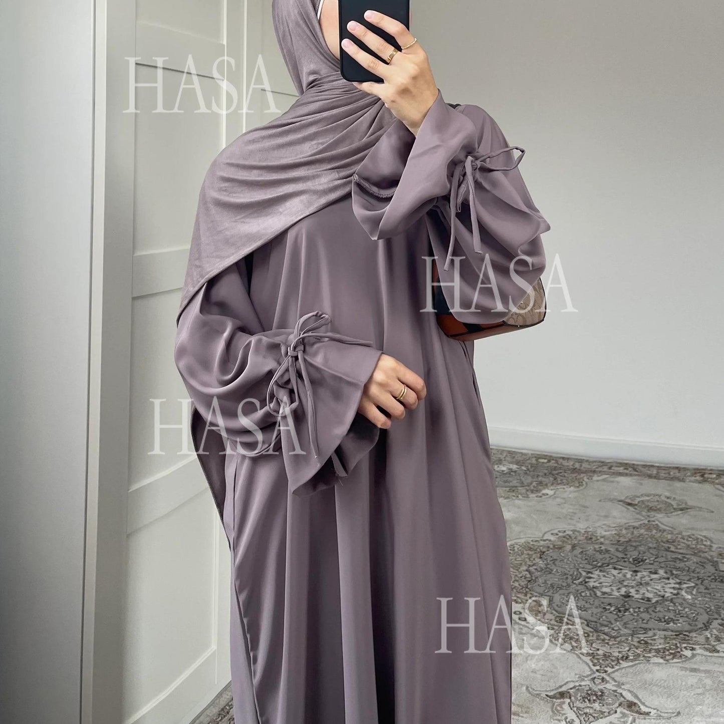 HA5861 Solid Color Sleeve Robe (without Headscarf), Elegant Temperament Instantly abaya girl