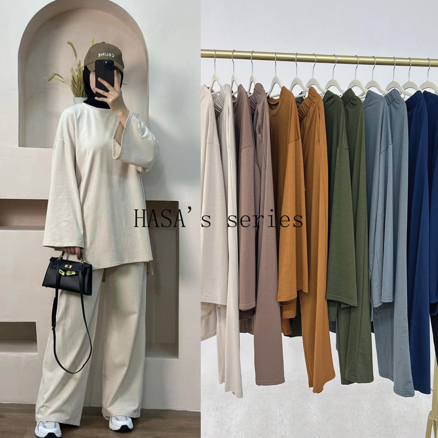 HA5488 Fashionable and Comfortable Loose Two-piece Suit - Simple Solid Color Design two  piece co  ords