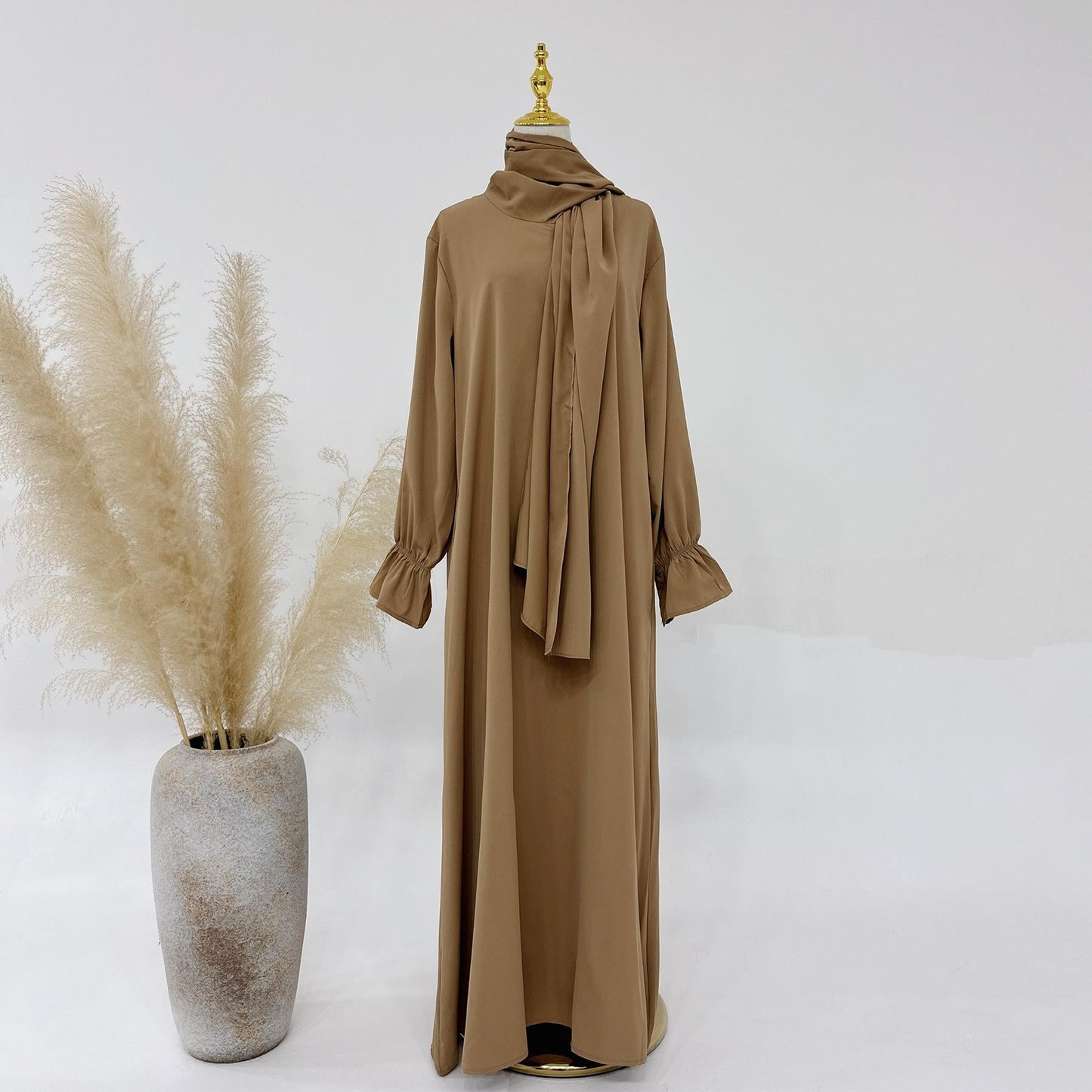 HAYA HA1173 Solid Color Hooded Abaya with Side Pocket
