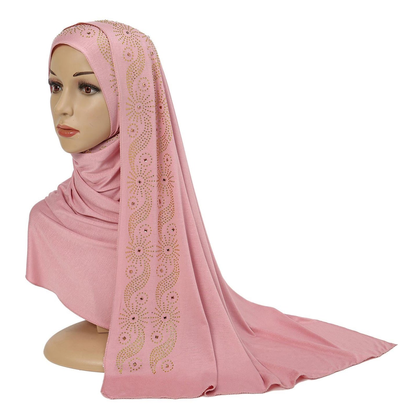 HAYA HA1145 Solid Color Rhinestone Headscarf