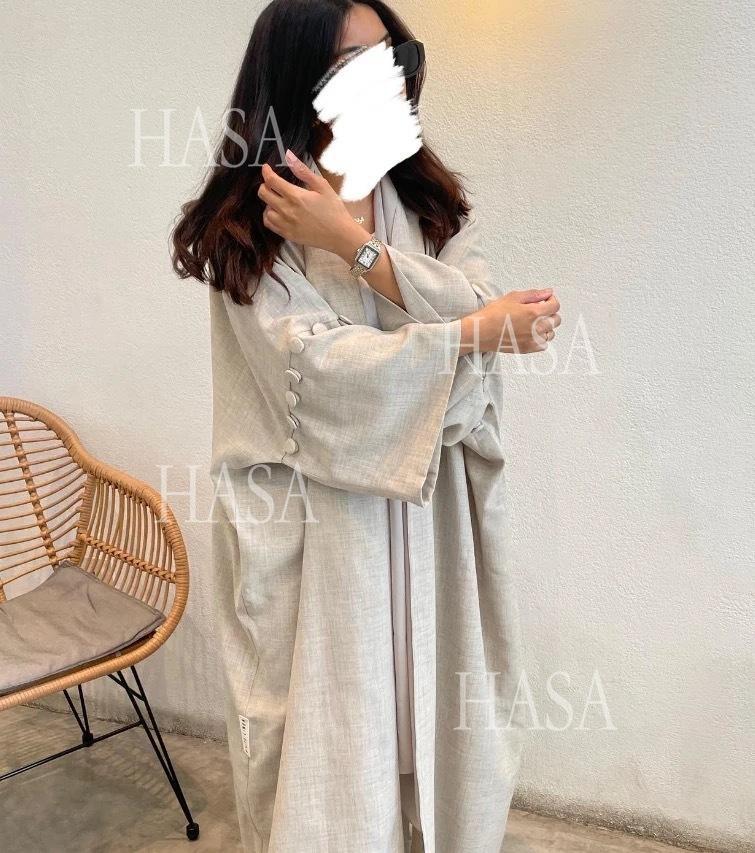 HA6561 Simple Style Large Size Long Cardigan Robe