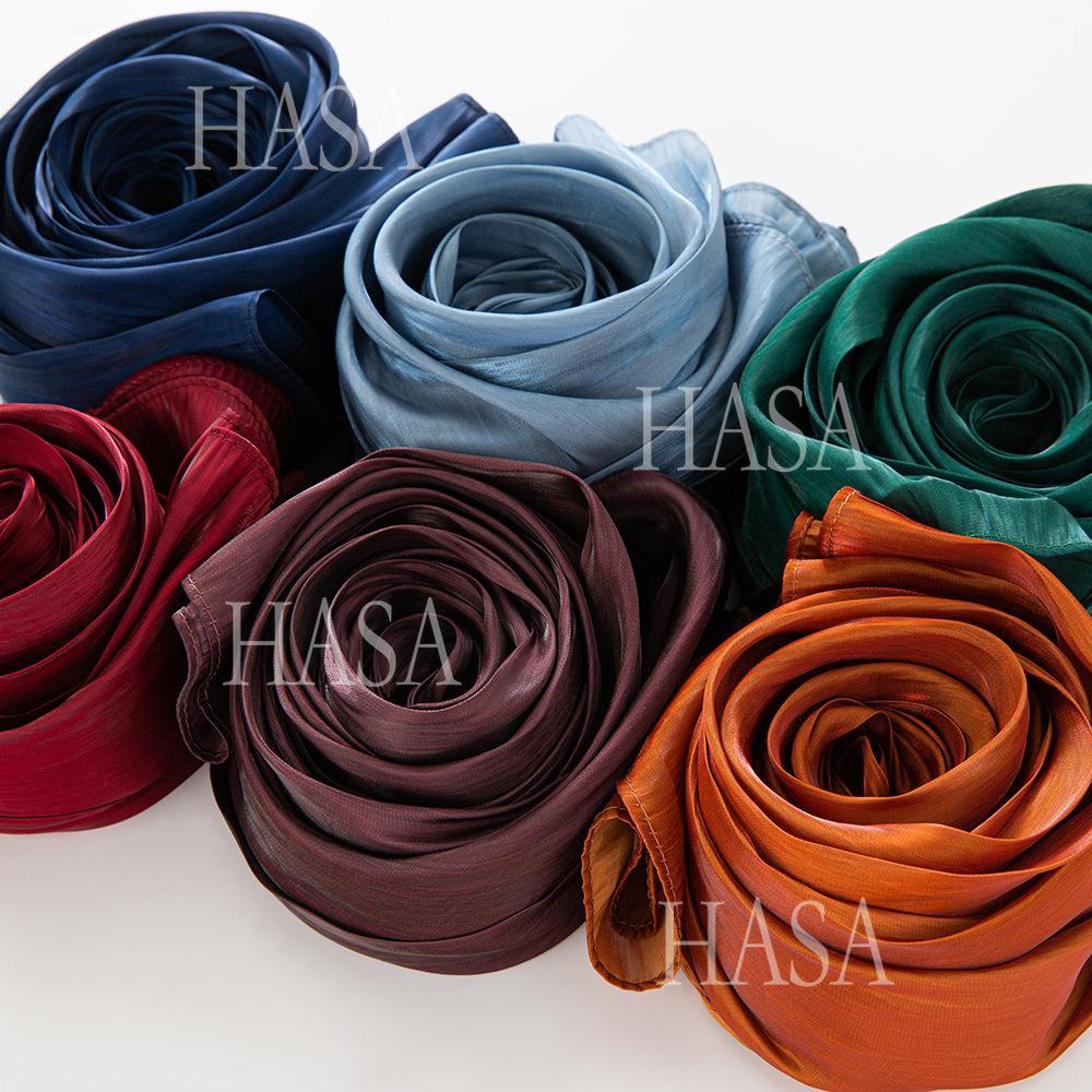 HA6479 A Simple Silk Scarf with A Mellow Color and A Light and Drapey Design