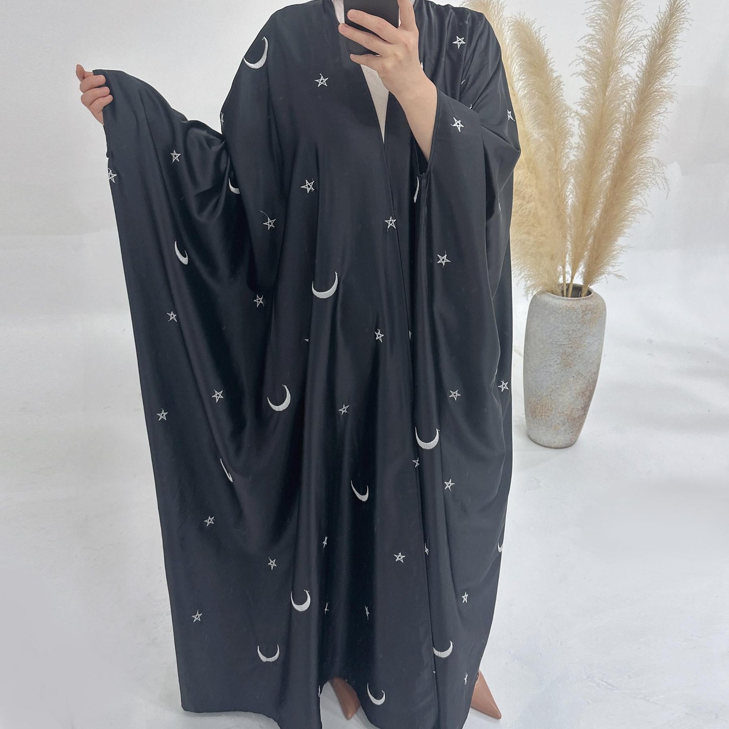 HAYA HA1171 Moon Embroidered Robe Kaftan Abaya