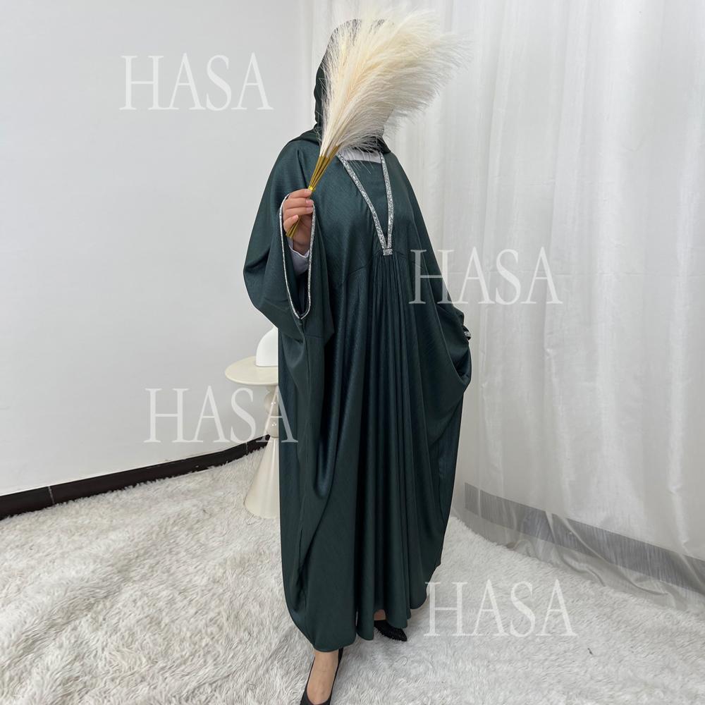 HA6499 Abaya with diamond details on the chest