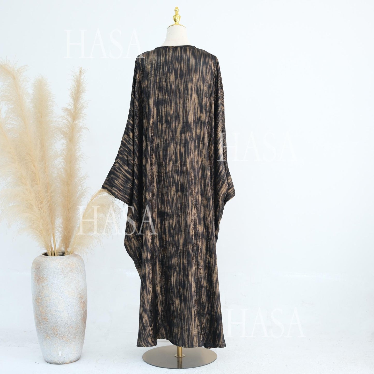 HA6566 Long-sleeved Printed Batwing Sleeve Loose Dress