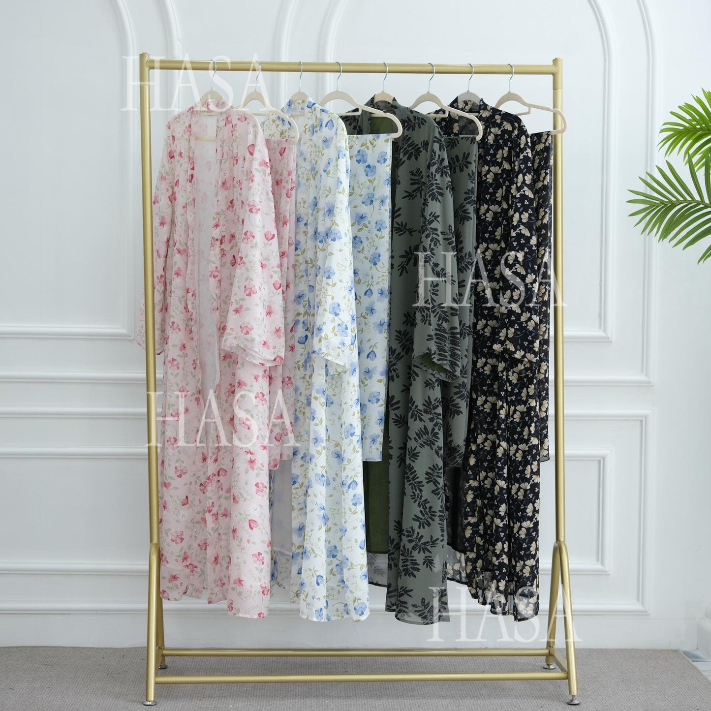 HA6515 Summer Printed Chiffon Jacket and Headscarf Two-Piece Set