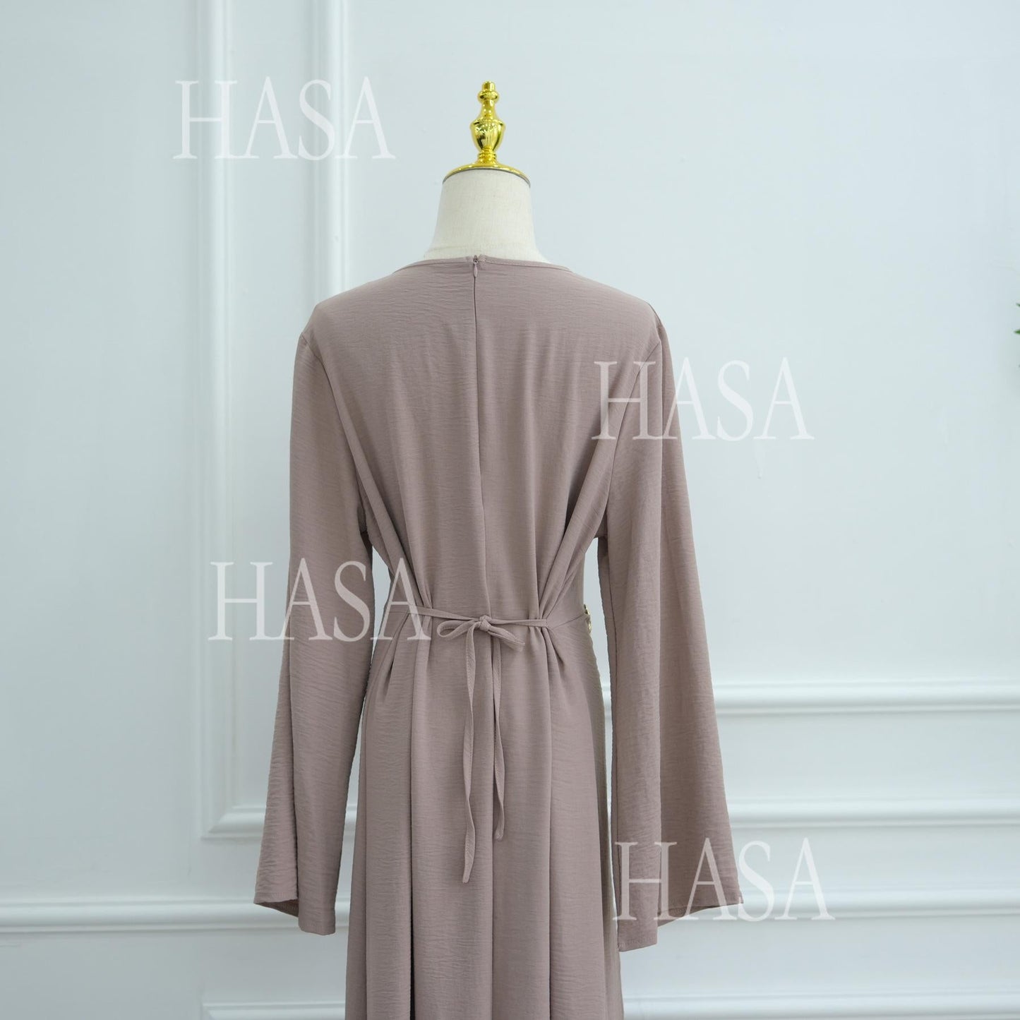 HA6549 Minimalist Abaya with Waist Detail