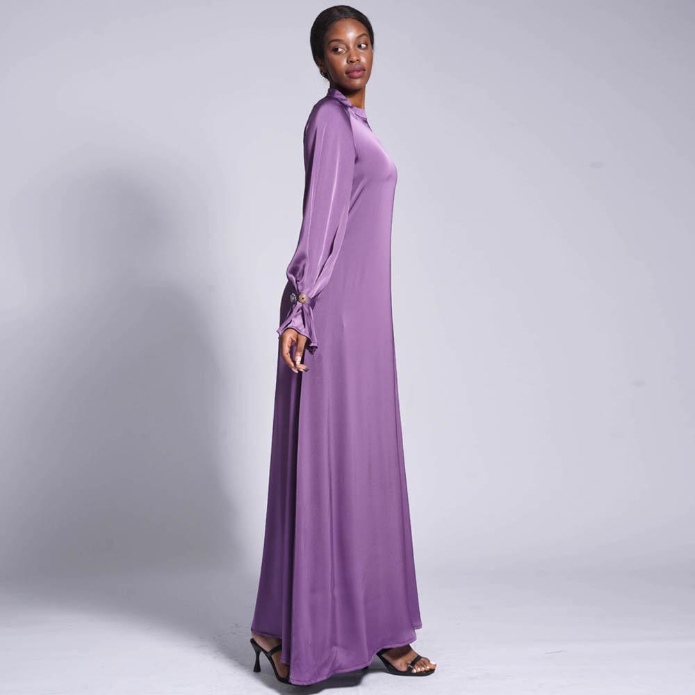 HAYA HAYA0436 Diamond Buckle Long Solid Loose Dress