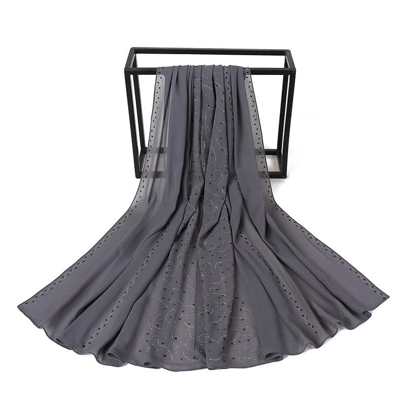 HAYA HA1127 Pearl Chiffon Rhinestone Headscarf
