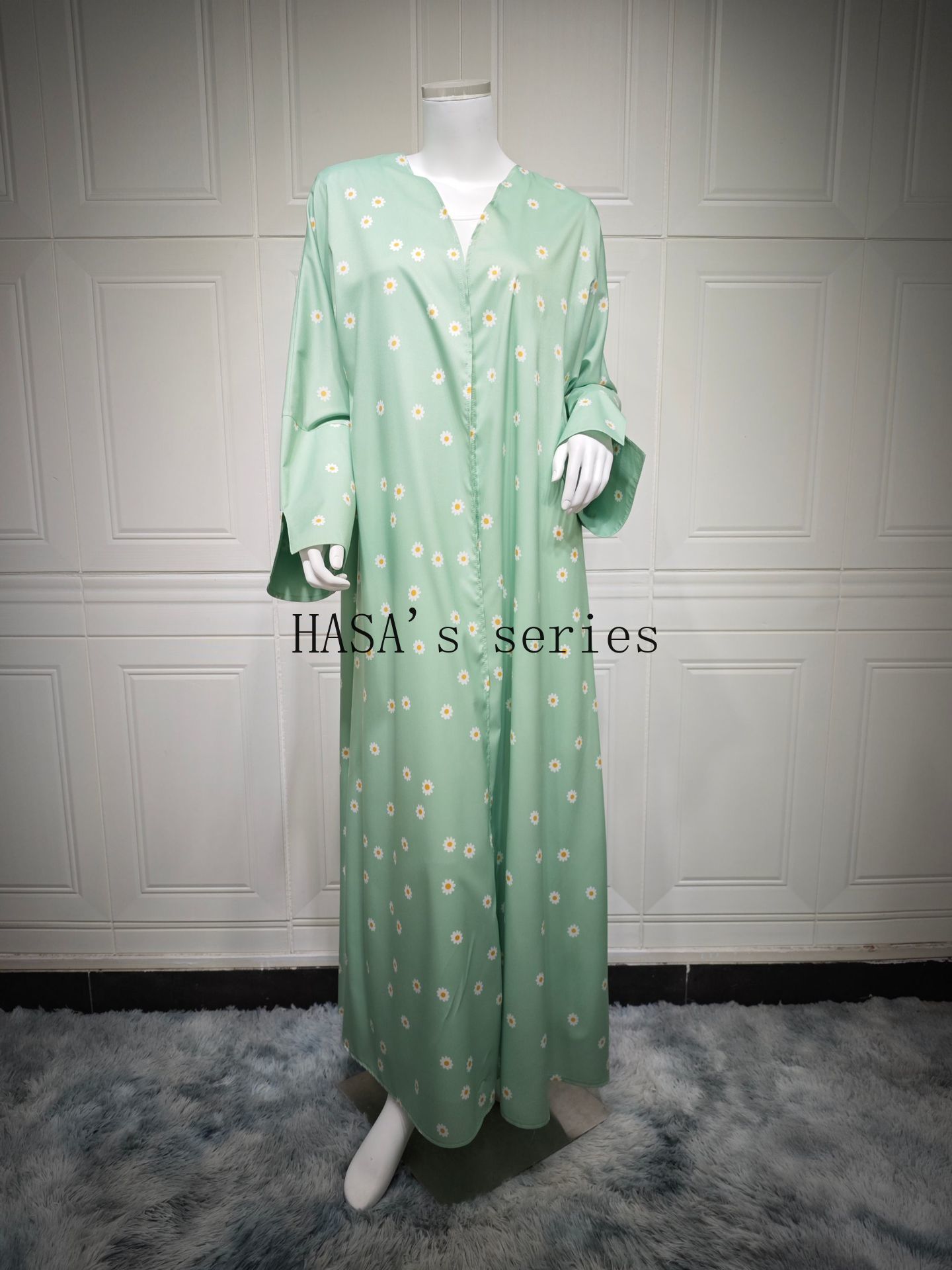 HS5104 Fresh and stylish printed loose-fitting cardigan, a long-sleeved, flowing long coat.