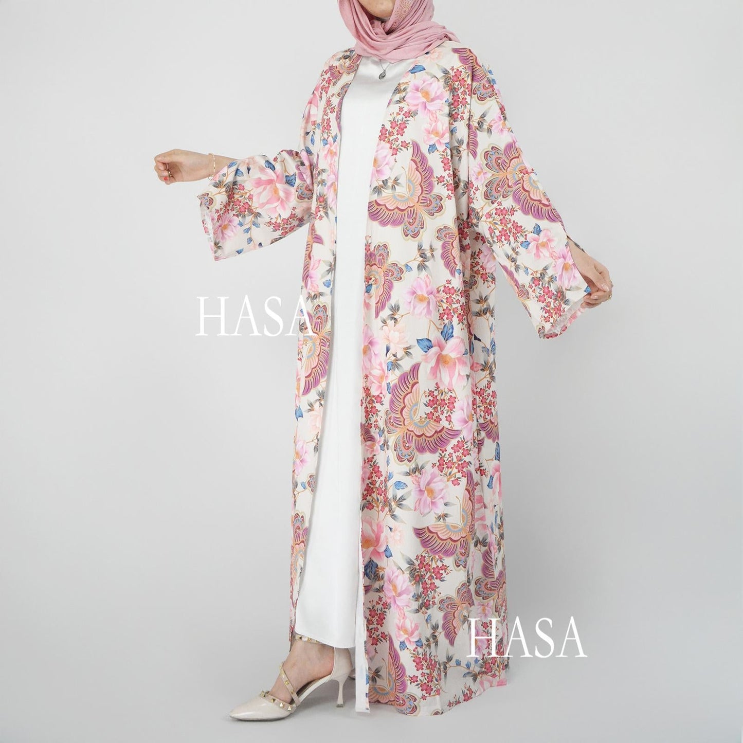 HA6323 Airy Summer Cardigan with Delicate Floral Prints