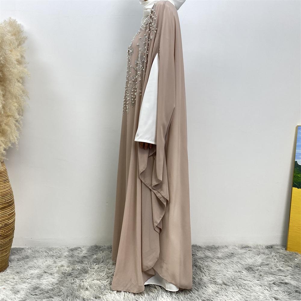 HAYA HAYA1085 Muslim Rhinestone Cardigan Dress