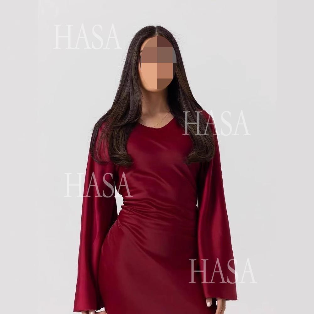 HA6491 Elegant Bell Sleeve Maxi Dress