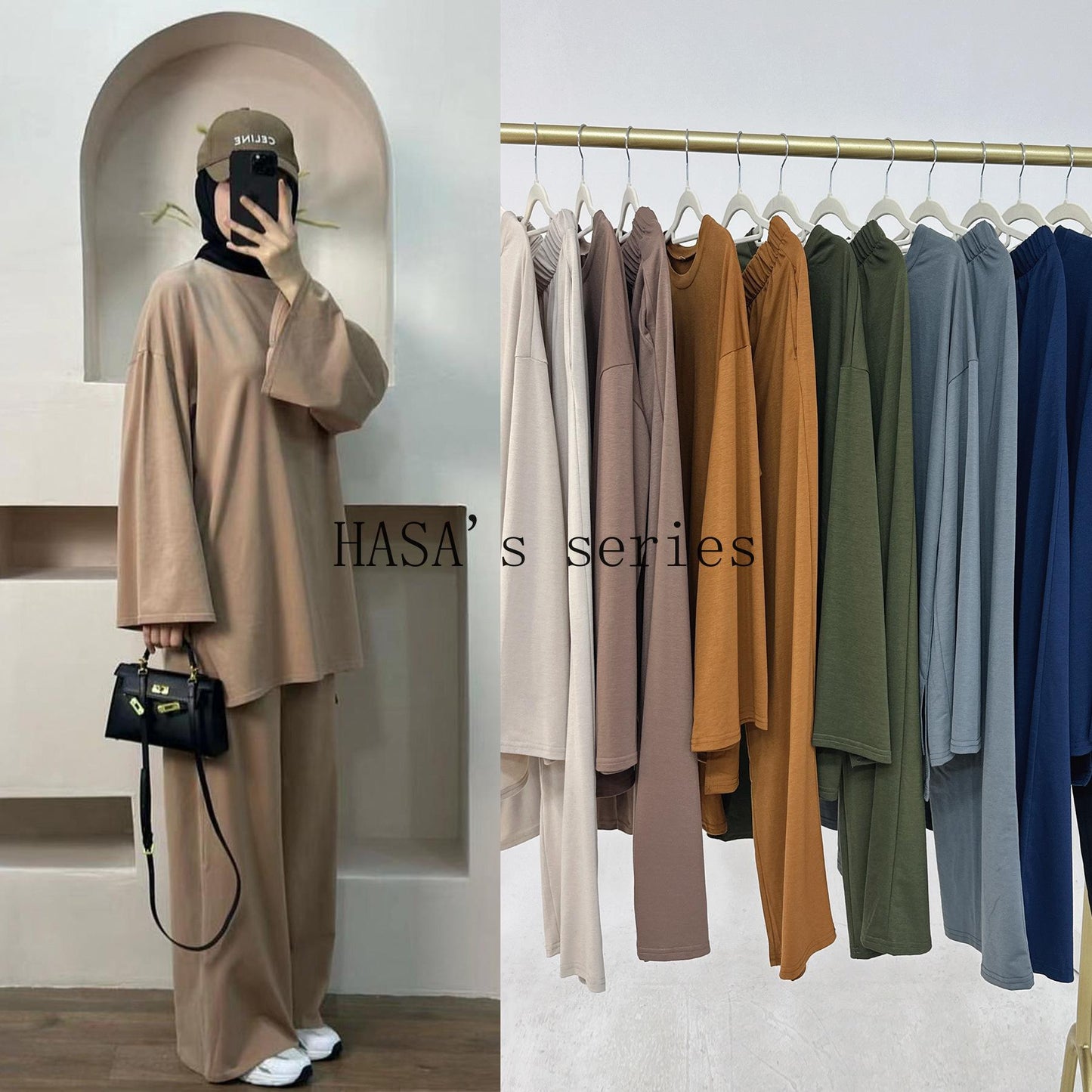 HA5488 Fashionable and Comfortable Loose Two-piece Suit - Simple Solid Color Design two  piece co  ords