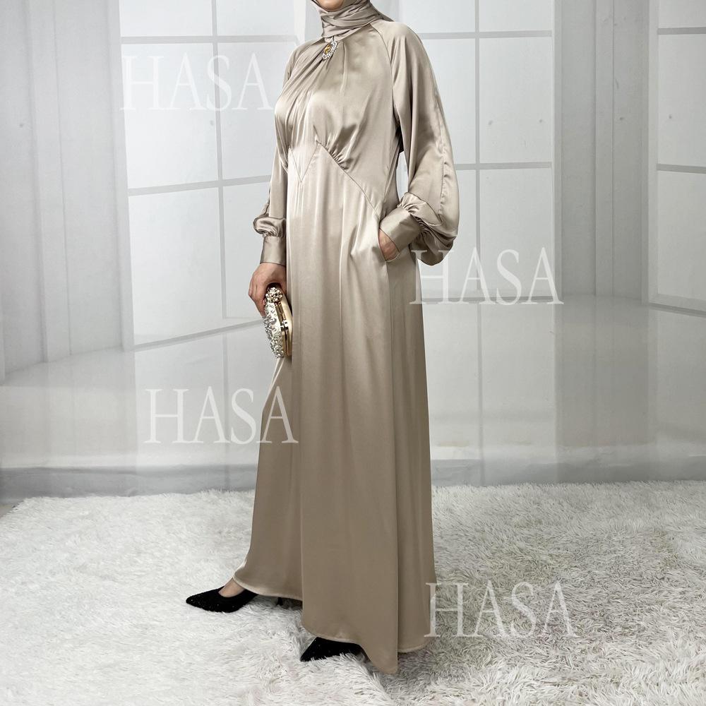 HS5859 High-end Silk Satin Robe (headscarf Not Included), Elegant Design Exudes Luxurious Texture