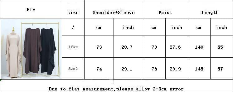 HAYA HA1177 Waist Raging Bat Sleeves Dress Crepe Kaftan with Built-in Belt