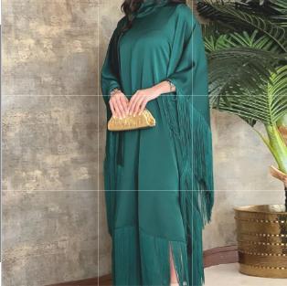 HAYA0467 Ladies Dolman Sleeve Tassel Kaftan High Fashion Dress modest party dress