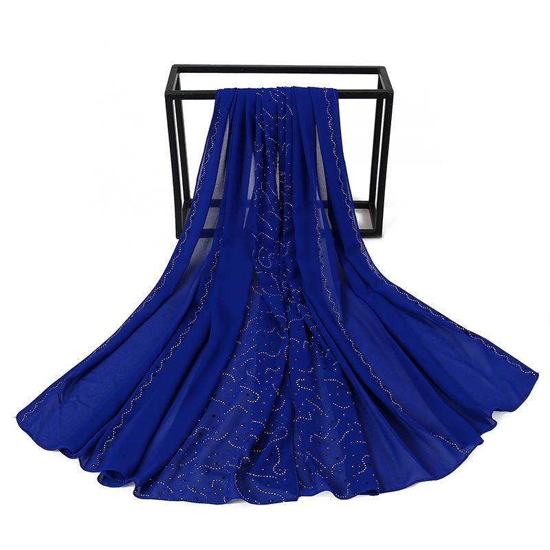 HAYA HA1127 Pearl Chiffon Rhinestone Headscarf