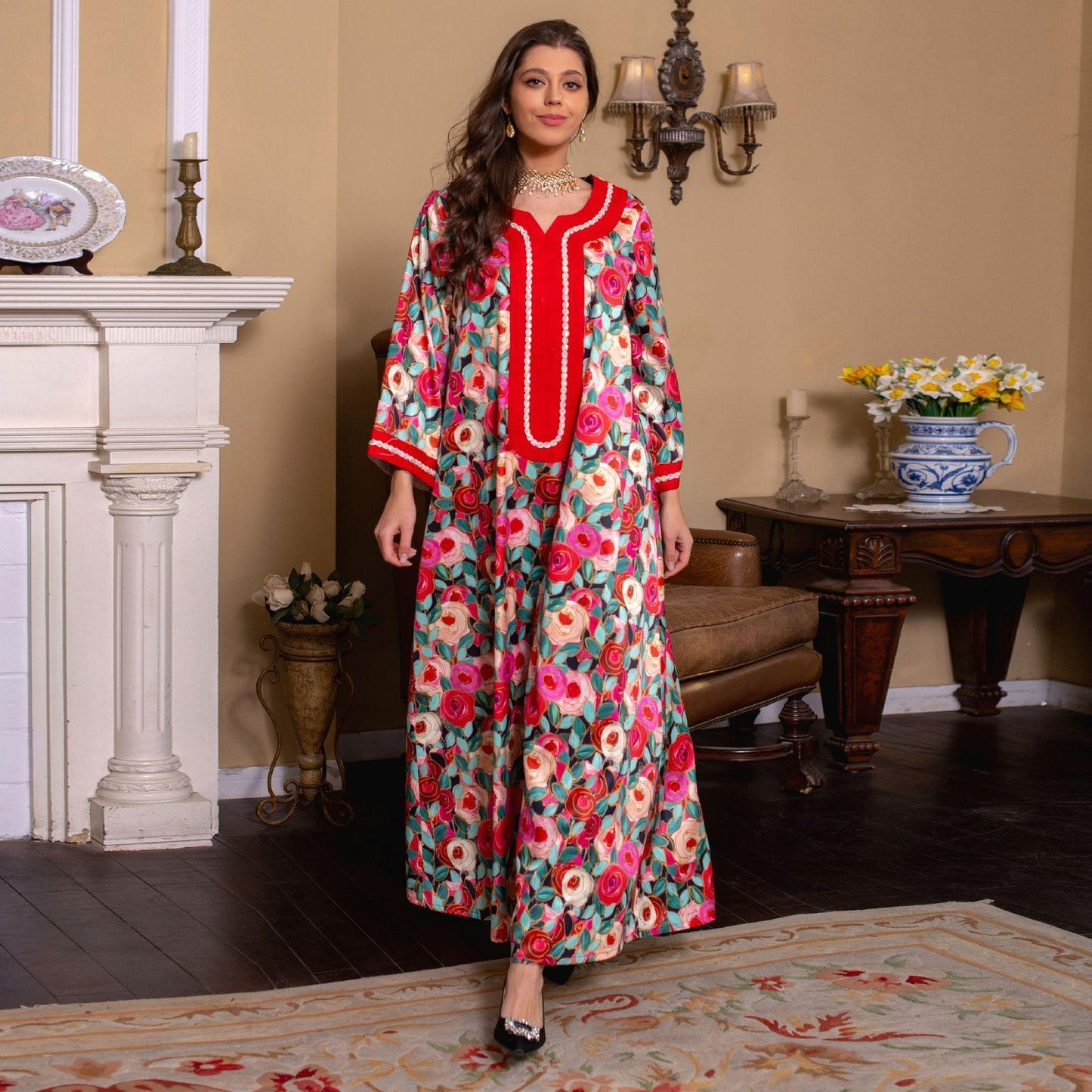 HAYA HAYA1073 Fashionable Embroidered Dress