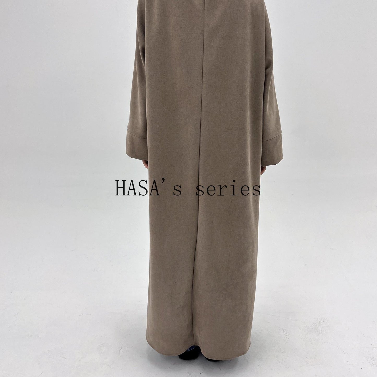 HS5148 Suede-textured, Simple Cardigan-style Long Robe, A Loose and Comfortable Dress for Autumn and Winter.
