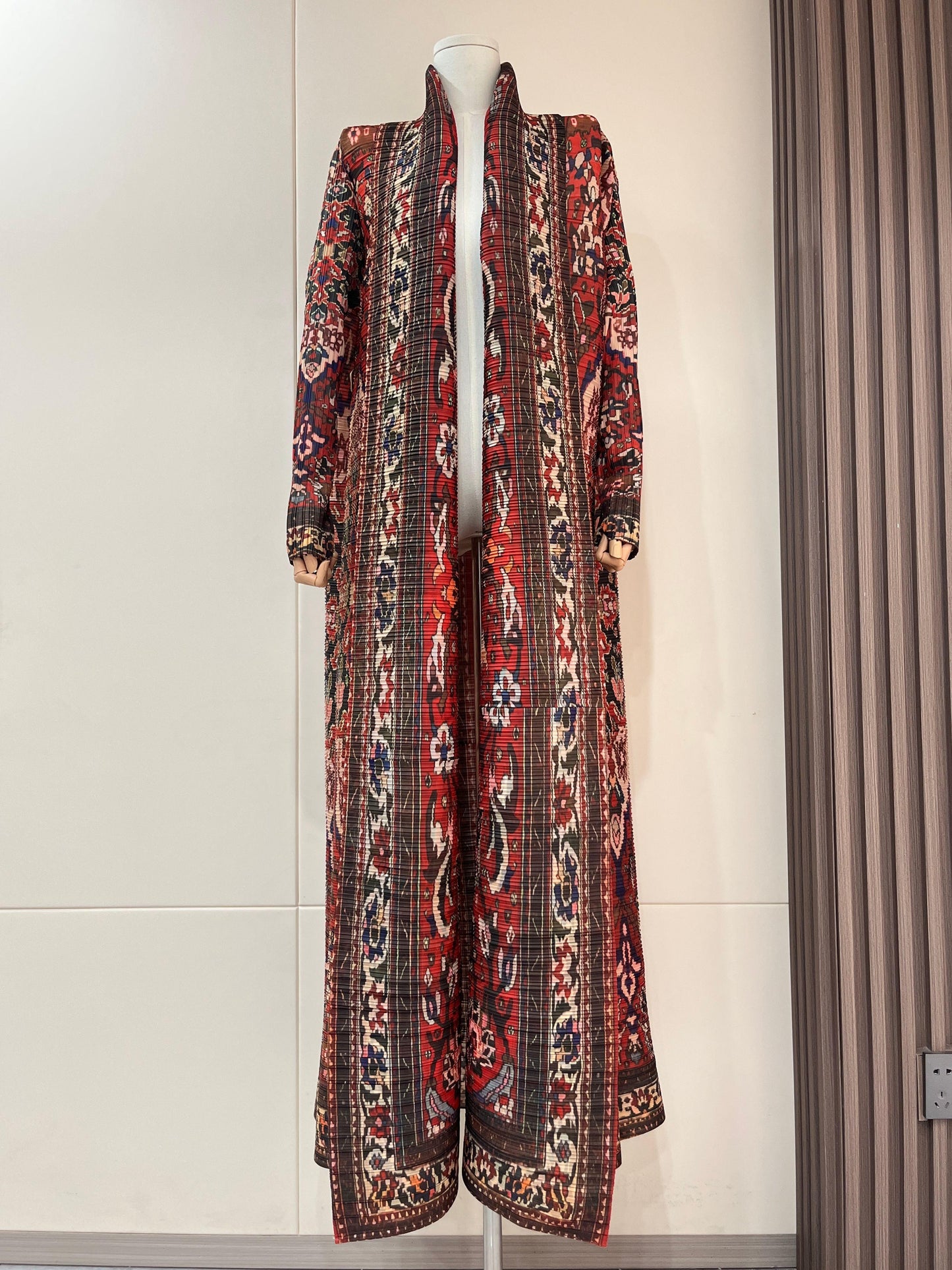 HS6706 Bohemian Elegance , Vibrant Red Printed Abaya