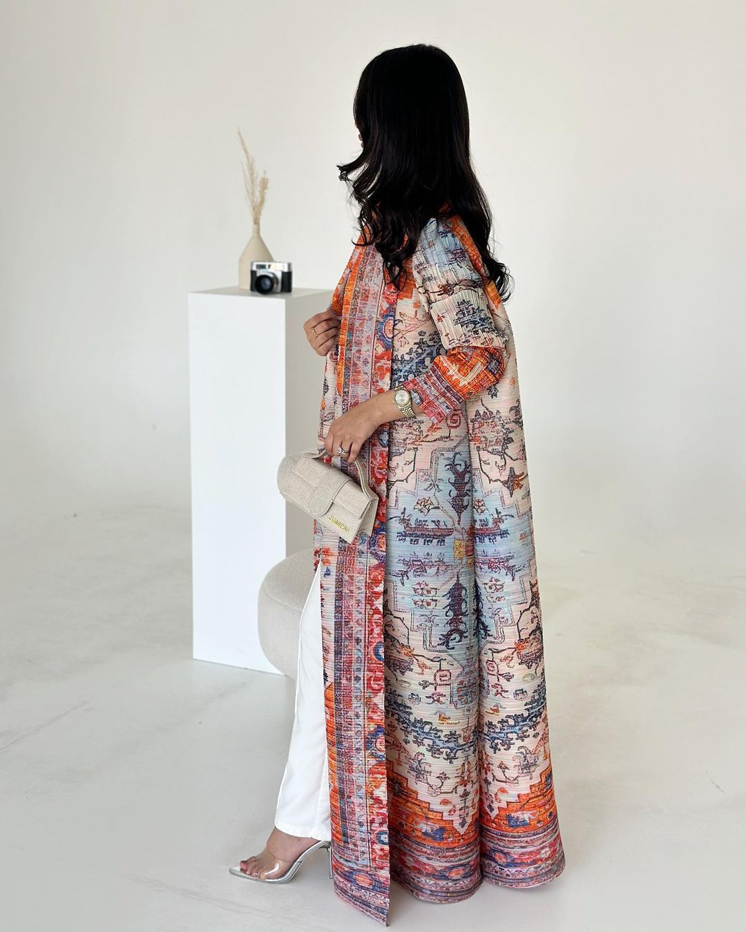 HS6730  Multicolor Printed Abaya with Traditional Motifs