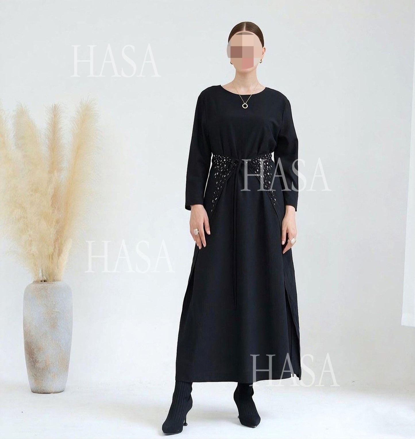 HA6578 Women's Solid Color Three-piece Robe Set (long Skirt + Skirt + Cardigan Jacket)