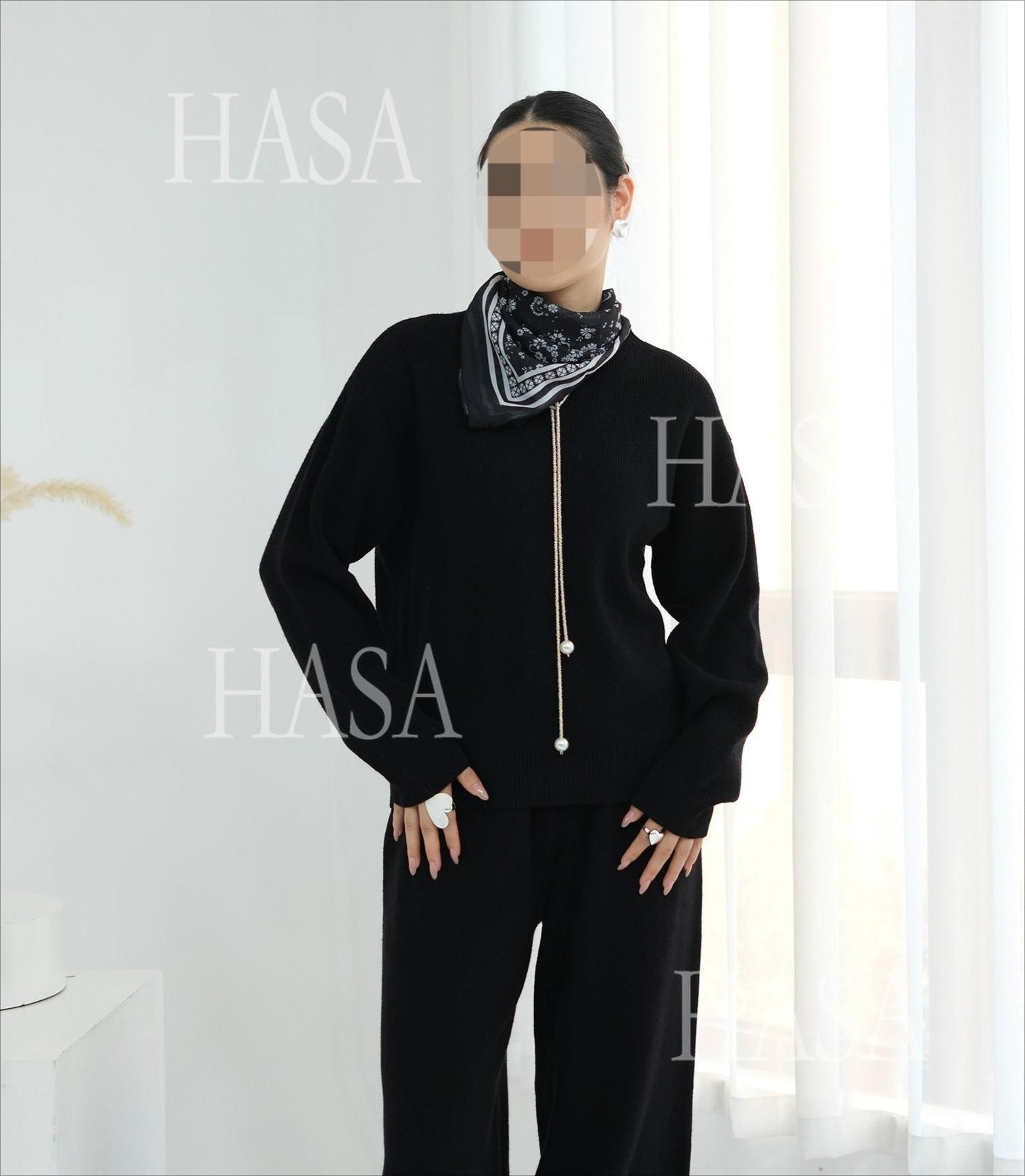 HA6595 Autumn and Winter Thickened Knitted Suit (Not Including Headscarf) | Simple Solid Color Two-Piece Suit