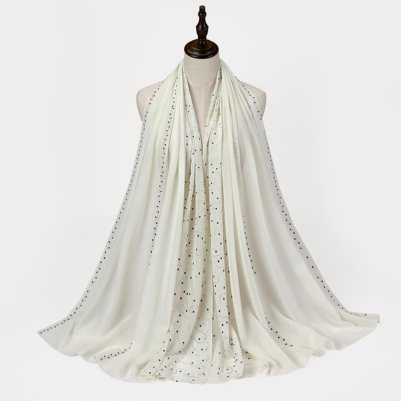 HAYA HA1127 Pearl Chiffon Rhinestone Headscarf