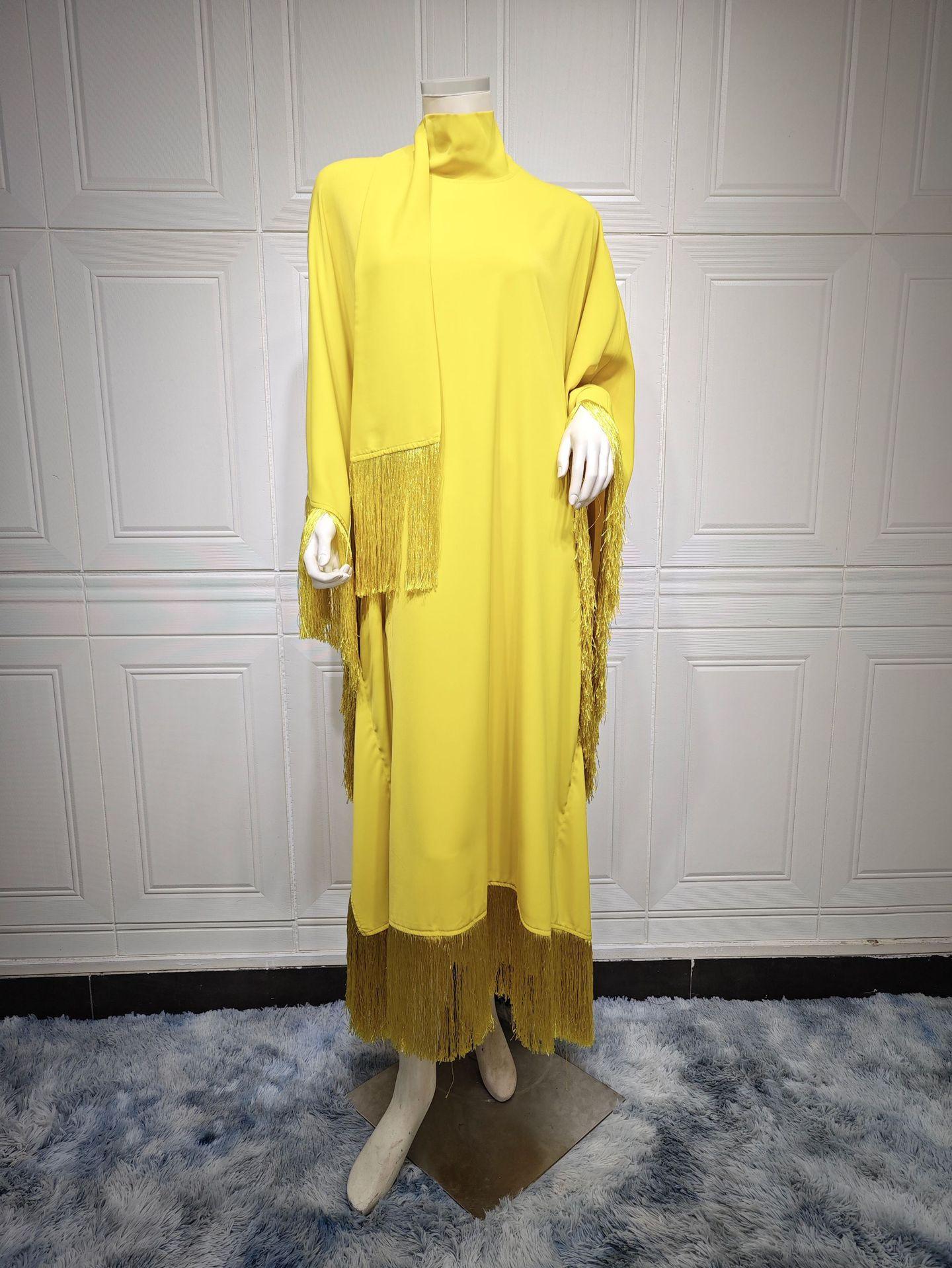 HAYA0467 Ladies Dolman Sleeve Tassel Kaftan High Fashion Dress modest party dress