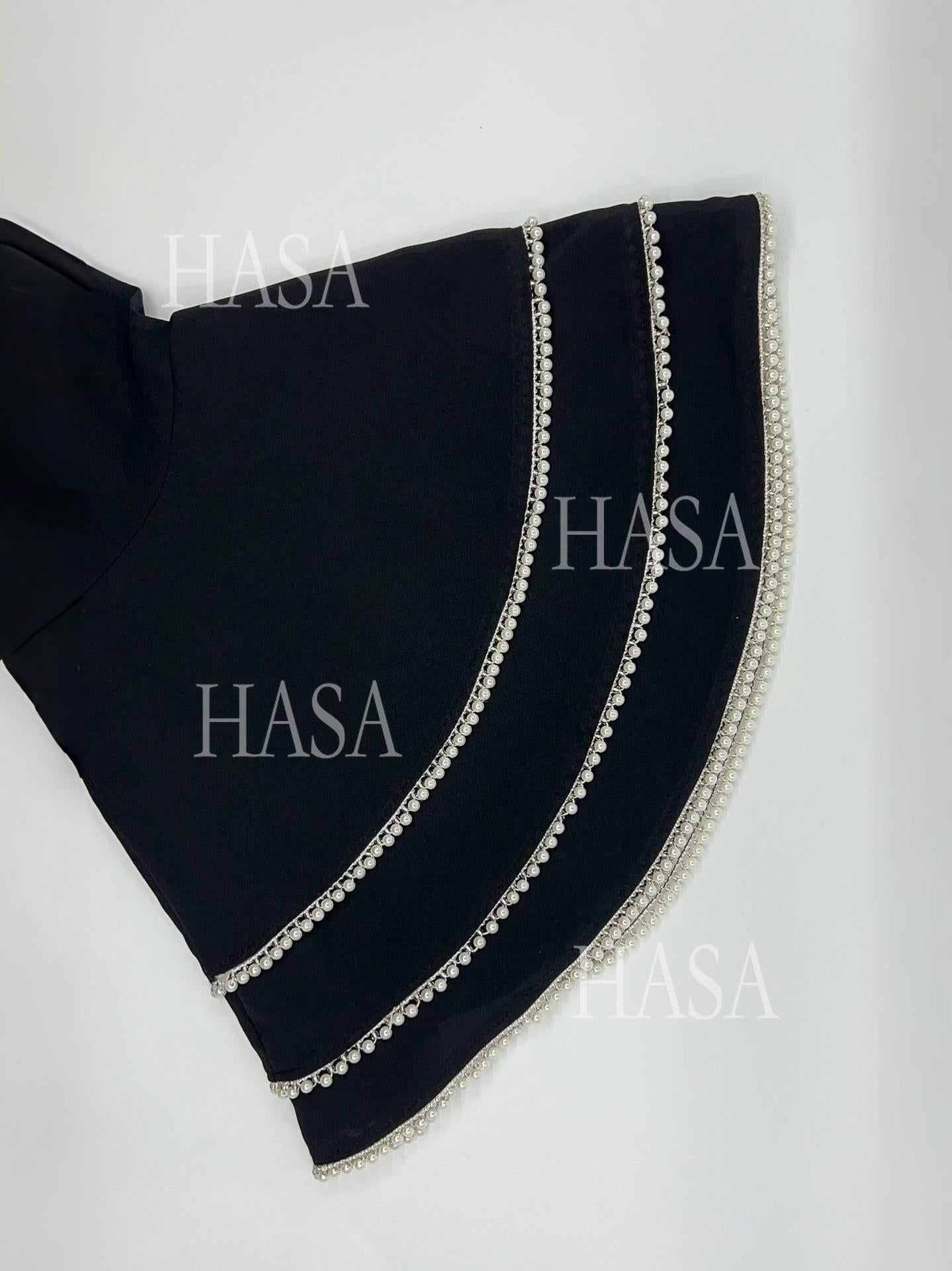 HA6543 Elegant Abaya with Hand-Embroidered Pearl Details