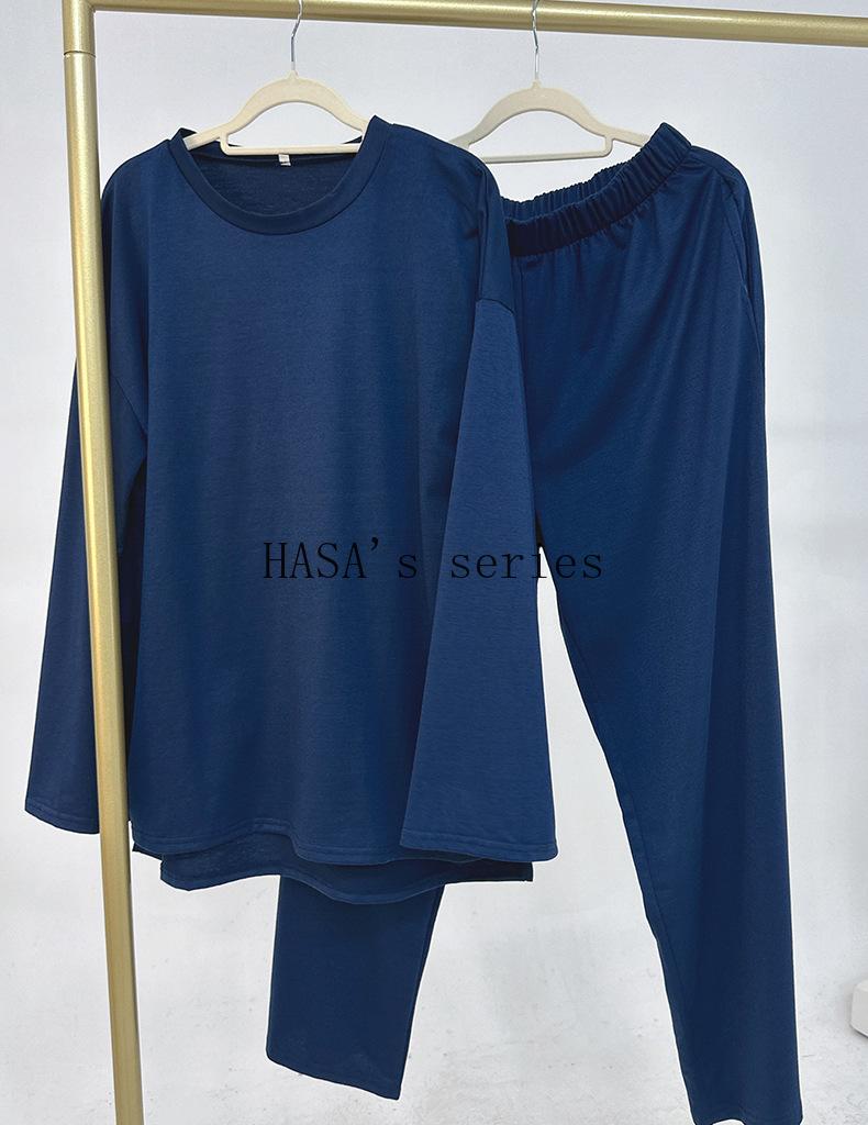 HA5488 Fashionable and Comfortable Loose Two-piece Suit - Simple Solid Color Design two  piece co  ords