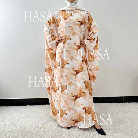 HA6502 Loose-fitting Printed Robe (headscarf Not Included)