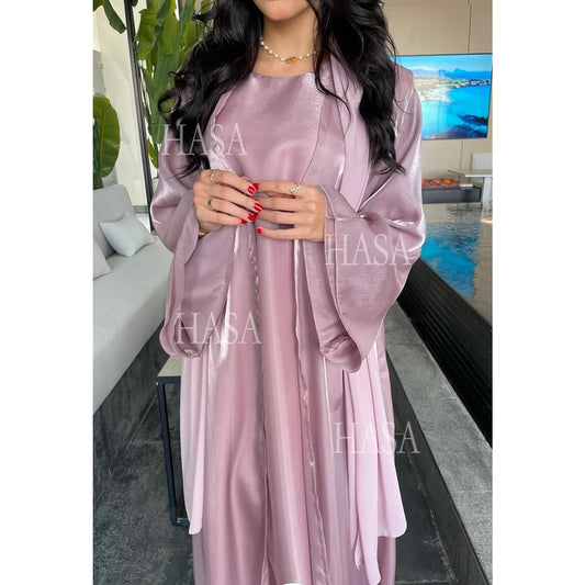 HA6579 Women's Purple Organza Two-Piece Robe (Long Skirt + Jacket)
