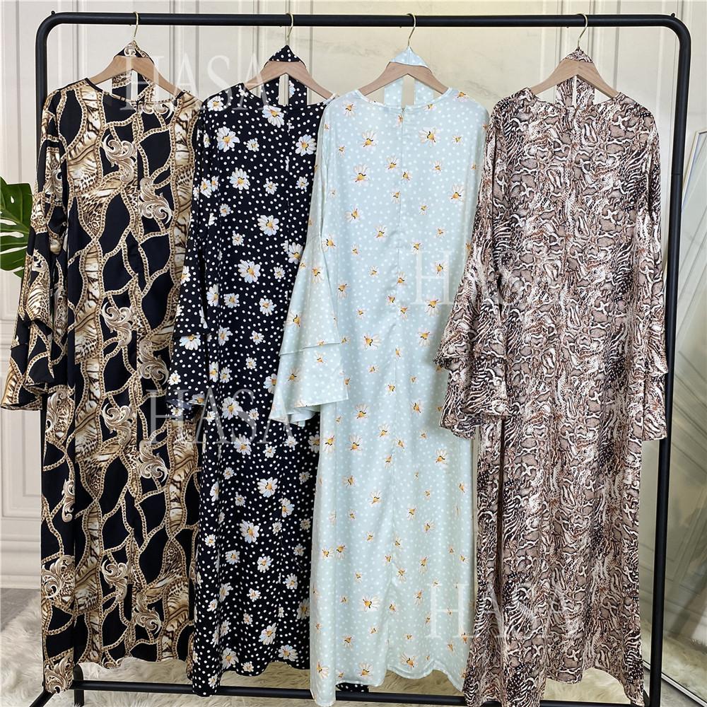 HA6590 Fashionable Printed Loose-fitting Dress with Lace-up Design and Wide Swing