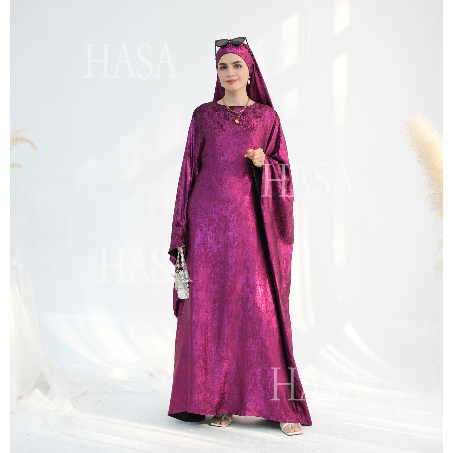 HA5879 Light-sensing Two-piece Dress | with Headscarf Design, The Overall Matching Is More Worry-free