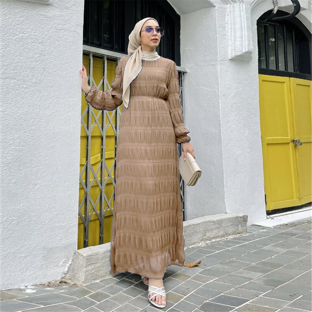 HAYA HAYA1049 Long Chiffon Pleated Dress