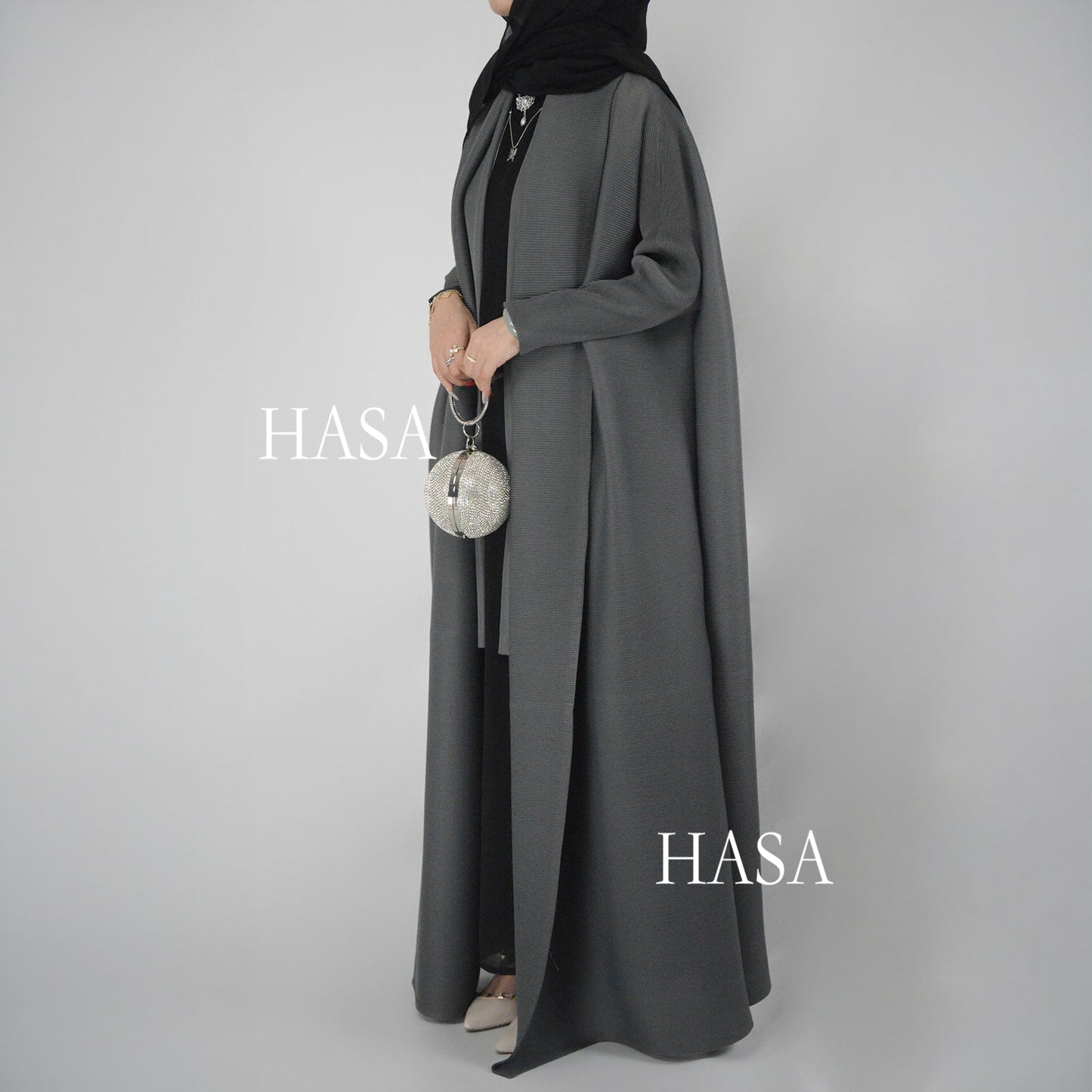 HAYA SHOP 1245 Ombré Abaya Loose Fashion Robe with Pleated Patchwork Detailing